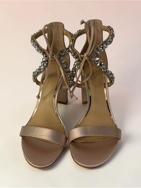 New Badgley Miscka Thamar Crystal Embellished Block Heels Women’s size 8